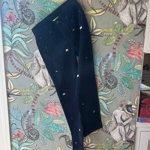 Janie and Jack Navy Embroidered Courduroys